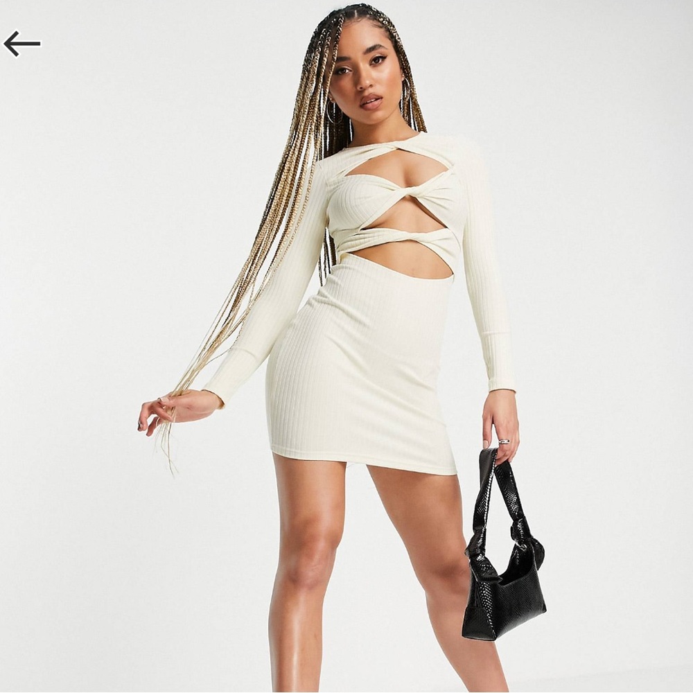 Twist front cut out ribbed dress